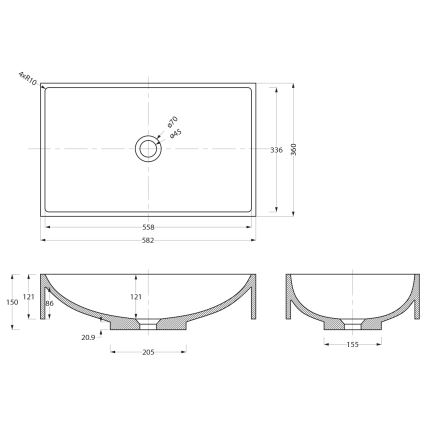 Sapho - Umivaonik za radnu ploču 58x36 cm beton/bež