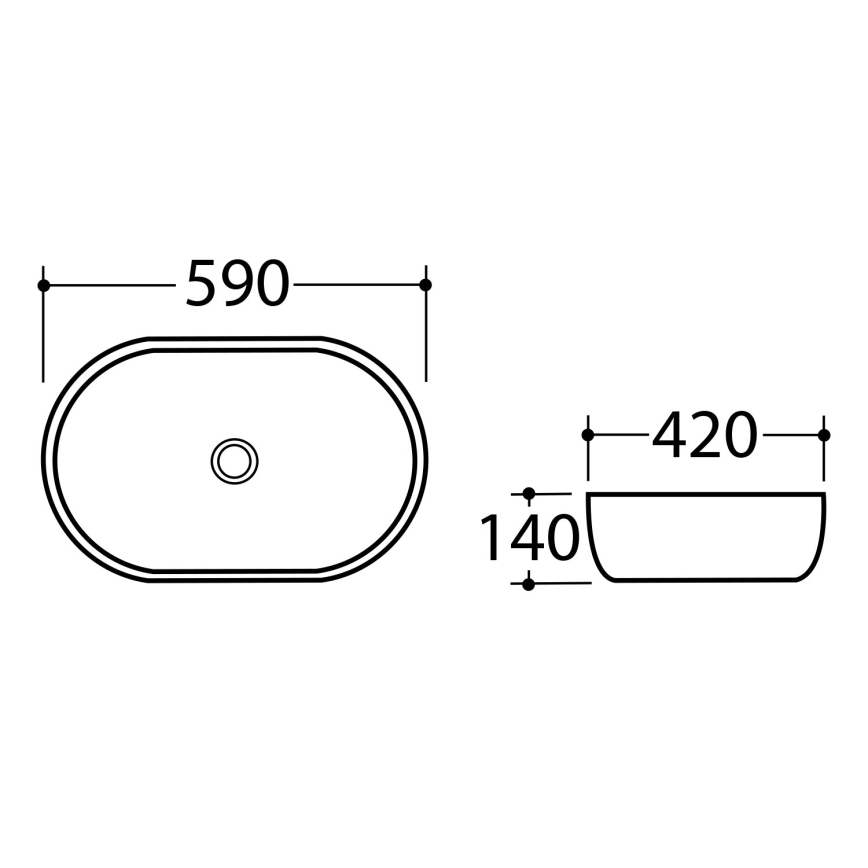 Sapho - Umivaonik za radnu ploču DALMA 59x42 cm keramika/Carrara