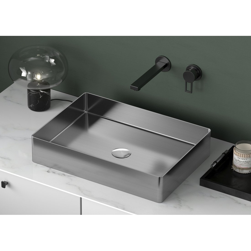 Sapho - Umivaonik za ugradnju na radnu ploču AURUM 50x35 cm brušeni nerđajući čelik