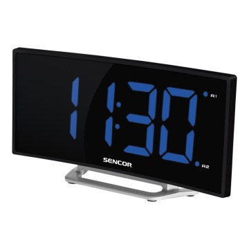 Sencor - Budilnik sa LED displejom 1,5W/1xCR2032/5V crne boje