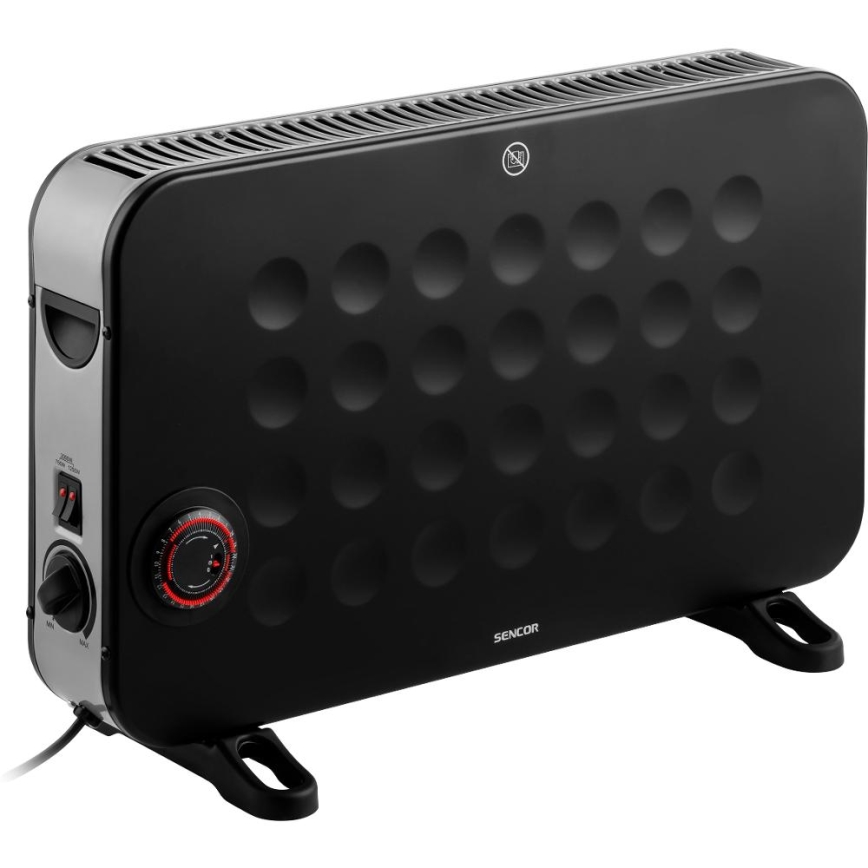 Sencor - Električni direktni grejač/konvektor 750/1250/2000W/230V termostat IP24 crna