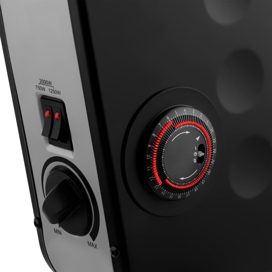 Sencor - Električni direktni grejač/konvektor 750/1250/2000W/230V termostat IP24 crna