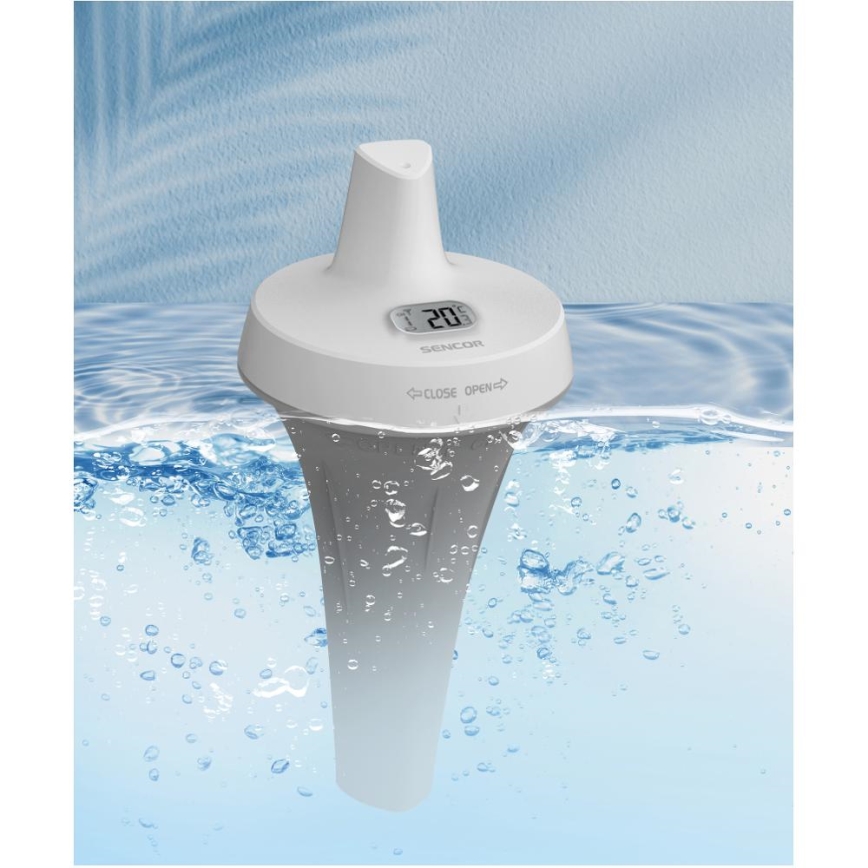 Sencor - Merna stanica sa bežičnim plivajućim senzorom za bazen 2xAA + 2xAA IPX7