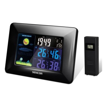 Sencor - Meteorološka stanica sa LCD displejem u boji i budilnikom, napajanje 3xAAA + 2xAA, crna