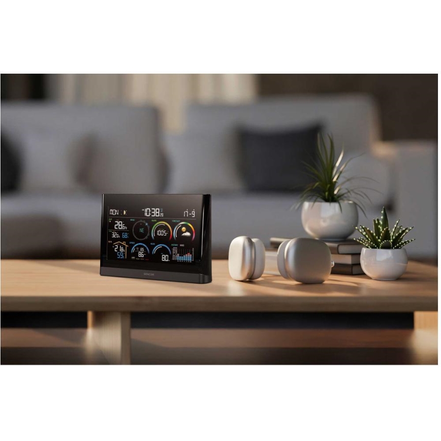 Sencor - Profesionalna vremenska stanica sa LCD ekranom u boji i budilnikom 5V/3xAAA + 3xAA