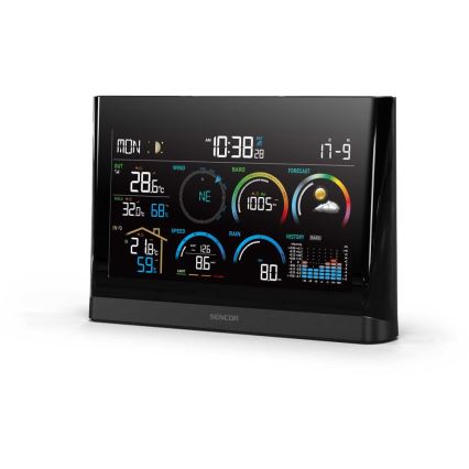 Sencor - Profesionalna vremenska stanica sa LCD ekranom u boji i budilnikom 5V/3xAAA + 3xAA