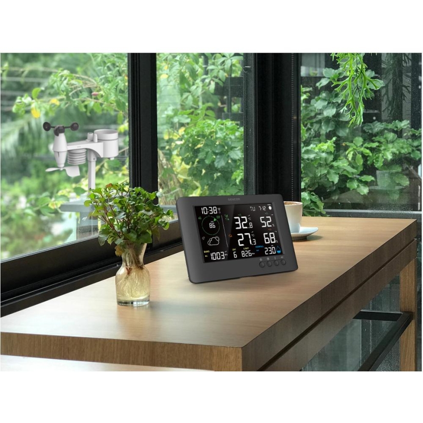 Sencor - Profesionalna meteorološka stanica sa LCD displejem u boji i budilnikom 5V/1xCR2032 + 3xAA Wi-Fi