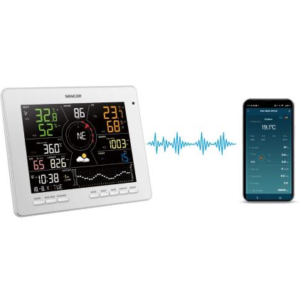 Sencor - Profesionalna meteostanica sa LCD displejom u boji 5V 1xCR2032 + 3xAA + 2xAA Wi-Fi Tuya
