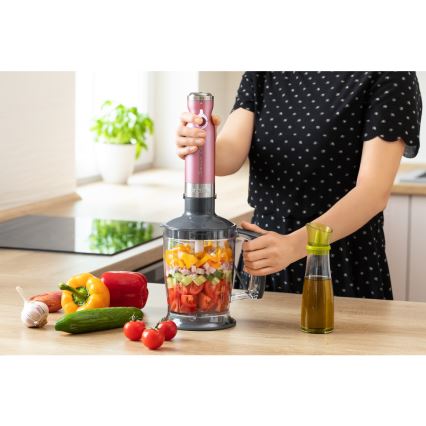Sencor - Štapni mikser 4 u 1 1200W/230V nerđajući čelik/ružičasta