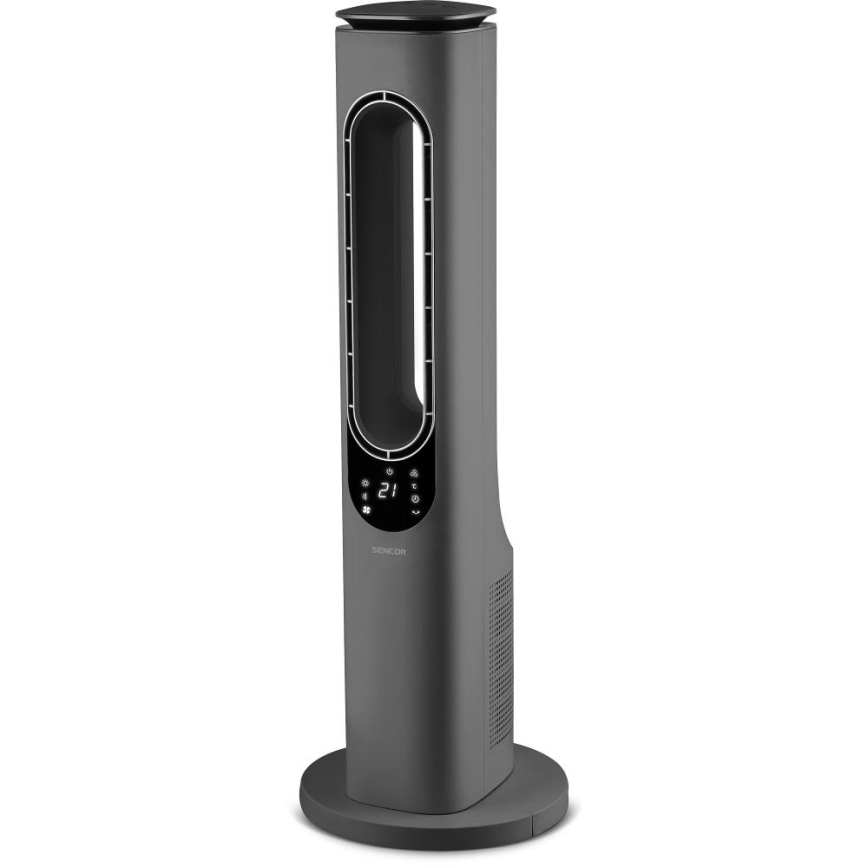 Sencor - Stajaći bezlopatni keramički ventilator 1200/2000 W, 230 V, antracit + daljinski upravljač