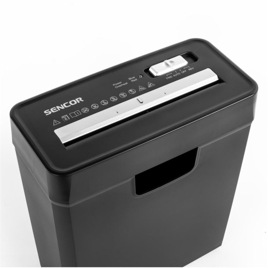 Sencor - Uništavač papira A4 zapremina 10 l 190W/230V crna