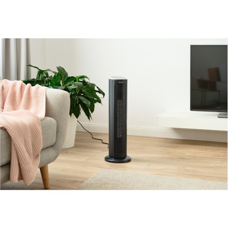 Sencor - Ventilator sa keramičkim grejnim telom 1300/2200W/230V crna + daljinski upravljač