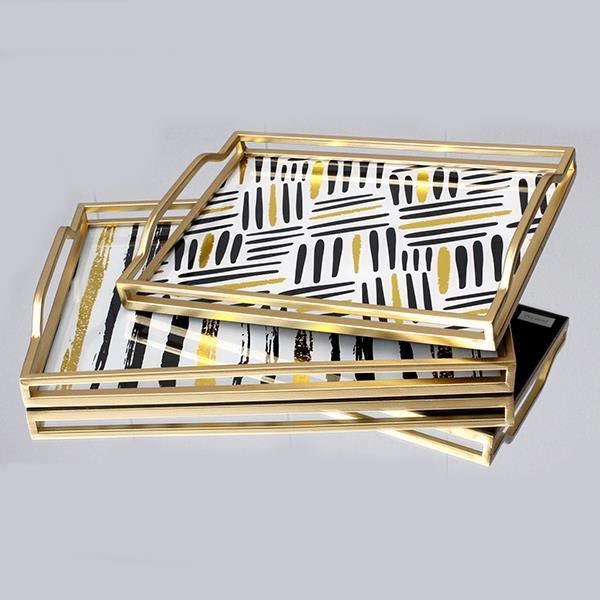 SET 2x dekorativna pladnja 40x30/35x25 cm zlatne boje