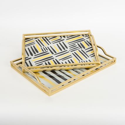 SET 2x dekorativna pladnja 40x30/35x25 cm zlatne boje
