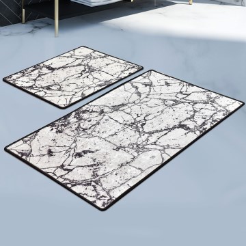 SET 2x kupatilske prostirke MARBLE 60/100 cm bela/crna