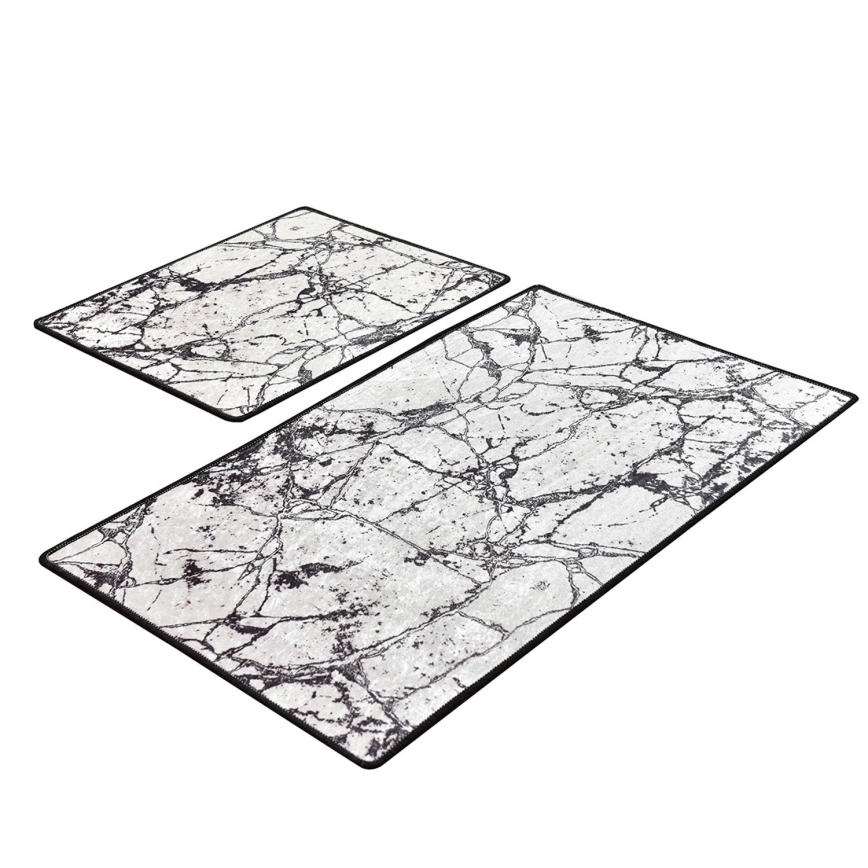 SET 2x kupatilske prostirke MARBLE 60/100 cm bela/crna