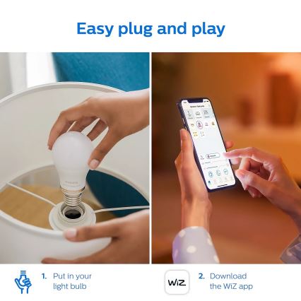 SET 2x LED prigušiva sijalica Philips A60 E27/8W/230V Wi-Fi