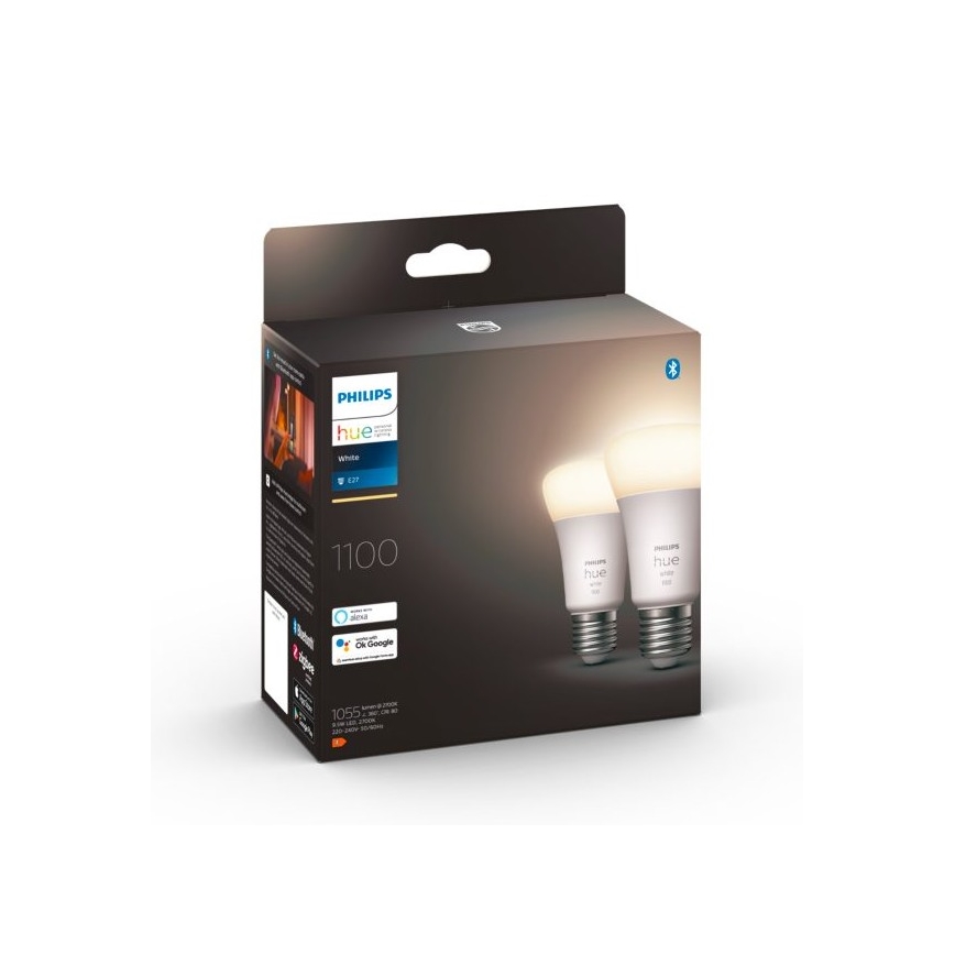 SET 2x LED prigušiva sijalica Philips Hue WHITE E27/9,5W/230V 2700K