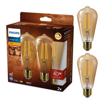 SET 2x LED prigušiva sijalica VINTAGE Philips ST64 E27/4,2W/230V 2200K