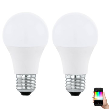 SET 2x LED RGBW prigušiva sijalica A60 E27/9W/230V 2700-6500K + daljinski upravljač - Eglo 11587