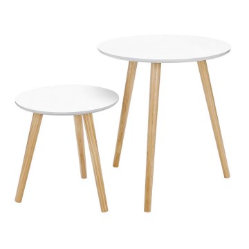 Set 2x pomoćnih stočića SERA, bela/braon