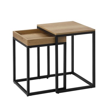 Set 2x pomoćnih stolića ELDUR braon/crna