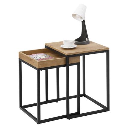 Set 2x pomoćnih stolića ELDUR braon/crna