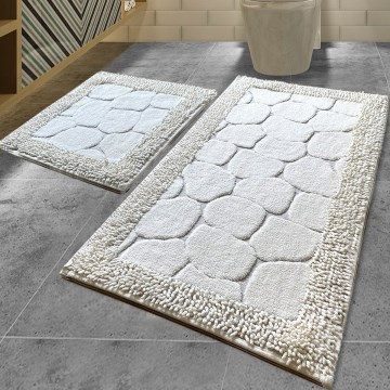 SET 2x prostirke za kupatilo STONE 60/100 cm, bela