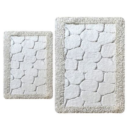 SET 2x prostirke za kupatilo STONE 60/100 cm, bela