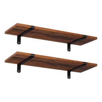Set 2x zidnih polica SHELFY braon/crna
