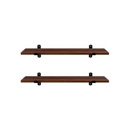 Set 2x zidnih polica SHELFY braon/crna