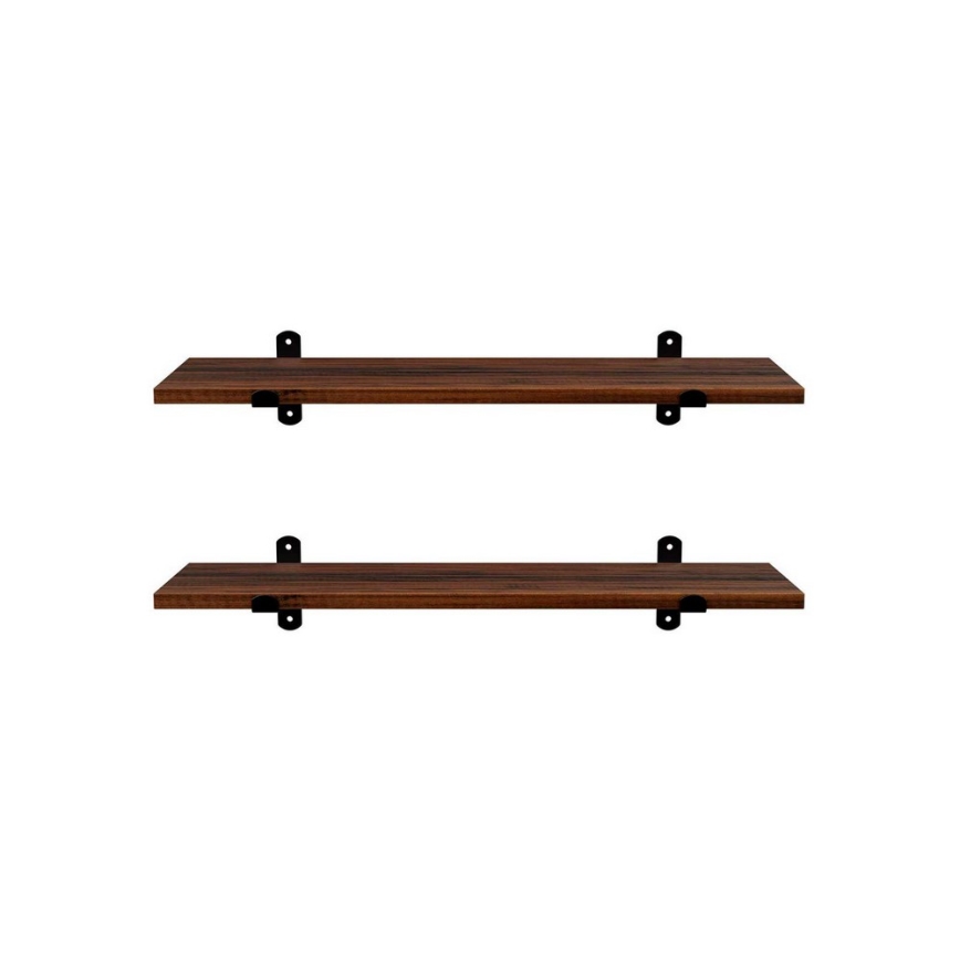 Set 2x zidnih polica SHELFY braon/crna