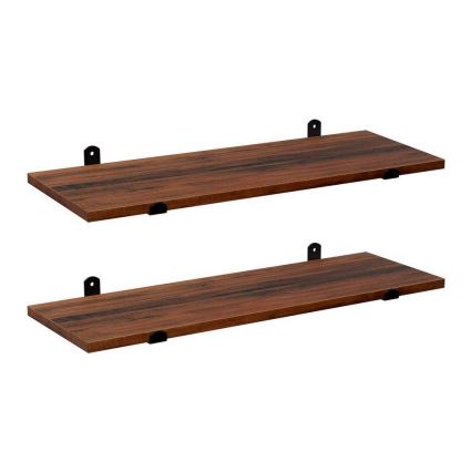 Set 2x zidnih polica SHELFY braon/crna
