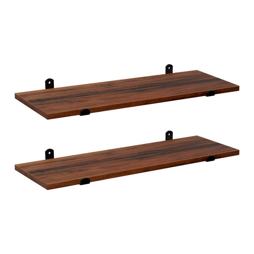 Set 2x zidnih polica SHELFY braon/crna