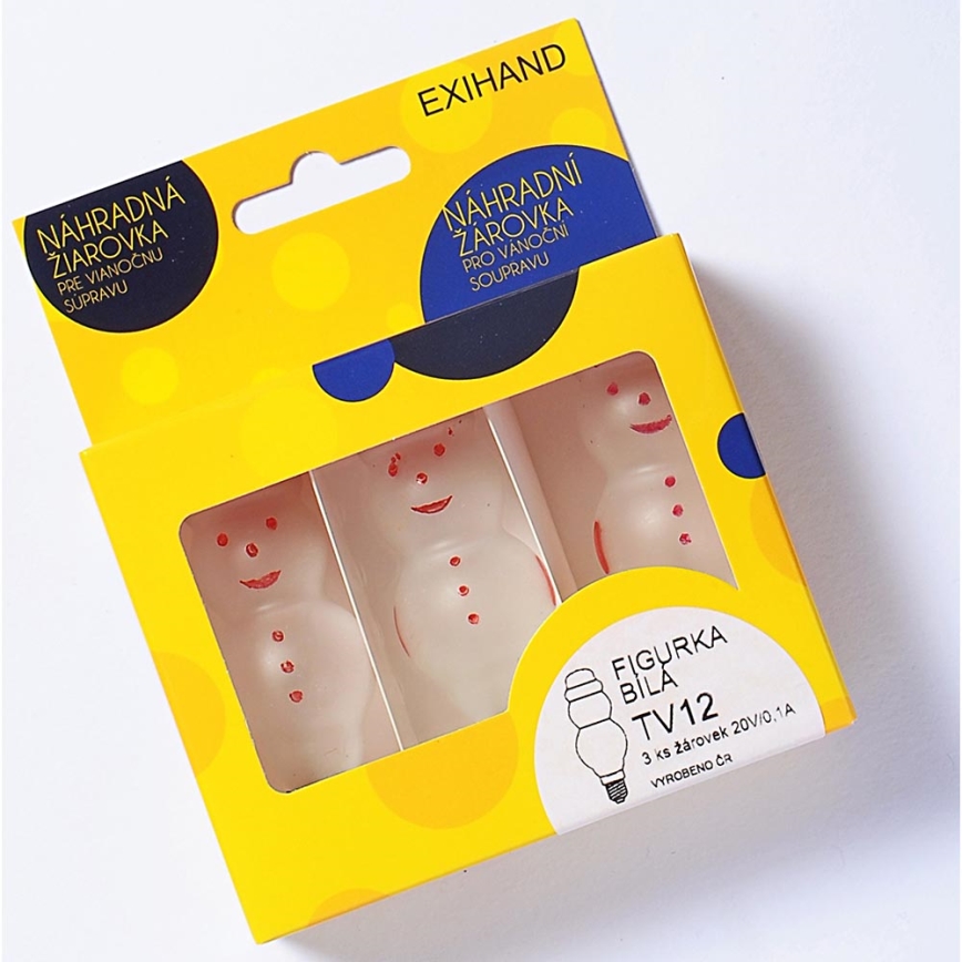 SET 3 x zamenskih sijalica FIGURINE E10/20V/0,1A, bele, Proizvedeno u Češkoj