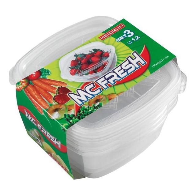 SET 3x kutija za hranu 1,2 l, prozirne