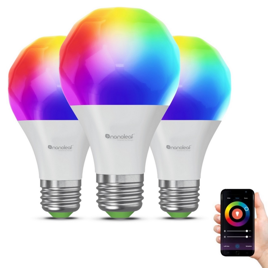Set 3x LED RGBW Prigušiva sijalica ESSENTIALS A60 E27/8,5W/230V CRI 90 2700-6500K Wi-Fi - Nanoleaf