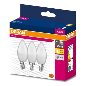 SET 3x LED sijalica B38 E14/4,9W/230V 3000K - Osram