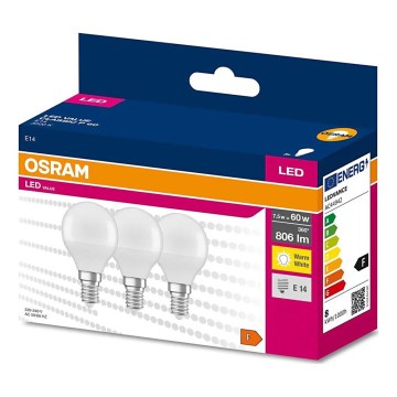 SET 3x LED sijalica P45 E14/7,5W/230V 3000K - Osram