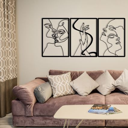 SET 3x zidne dekoracije 109x50 cm ljubav, metal