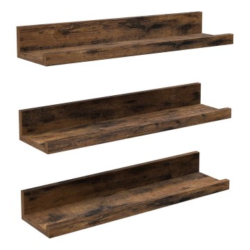 Set 3x zidne police SHELFY braon