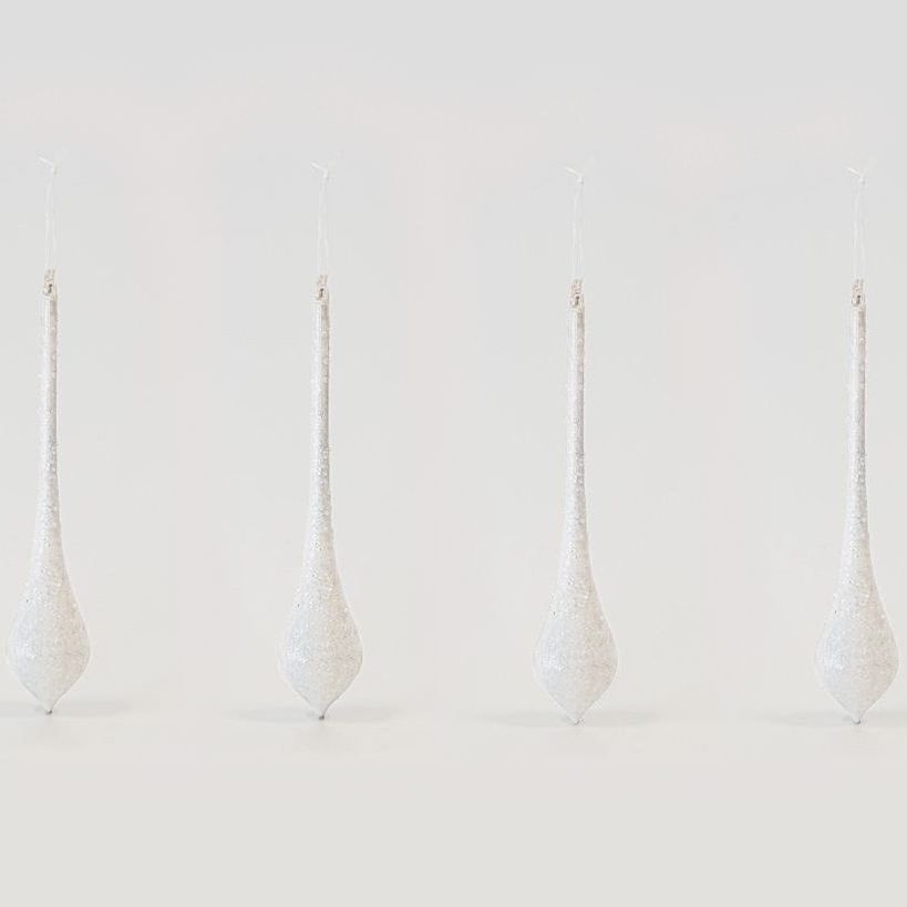 SET 4x božićnih ukrasa za jelku, prečnika 30 cm, bele boje
