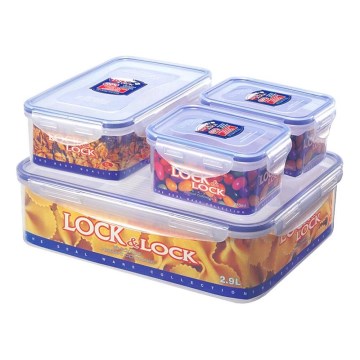 SET 4x posuda za hranu LOCK 0,47/1/3,9 l plava/prozirna