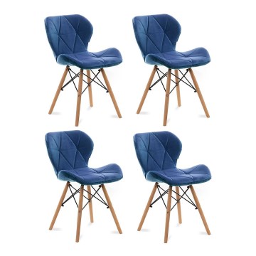 SET 4x trpezarijske stolice TRIGO 74x48 cm tamnoplava/bukva