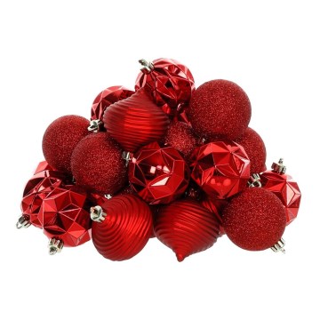 Set božićnih ukrasa, 30 kom, crvene boje
