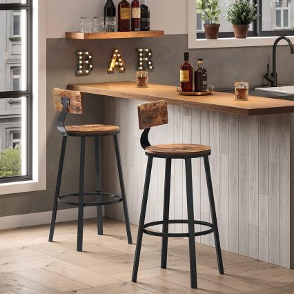 Set od 2 barskih stolica AVEN, braon/crna