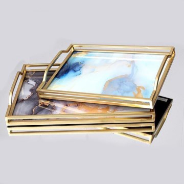 Set od 2 dekorativna pladnja 40x30/35x25 cm, elegantne zlatne boje