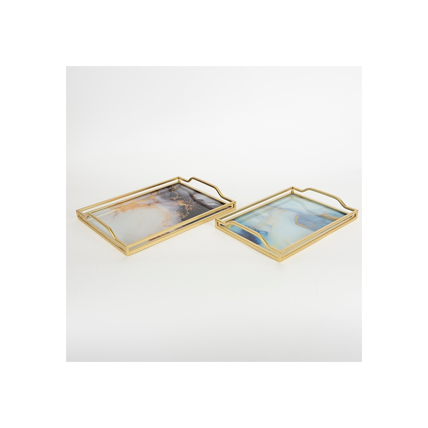 Set od 2 dekorativna pladnja 40x30/35x25 cm, zlatni