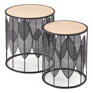 Set od 2 konferencijska stolića FOLLA, prečnika 33/40 cm, crne boje