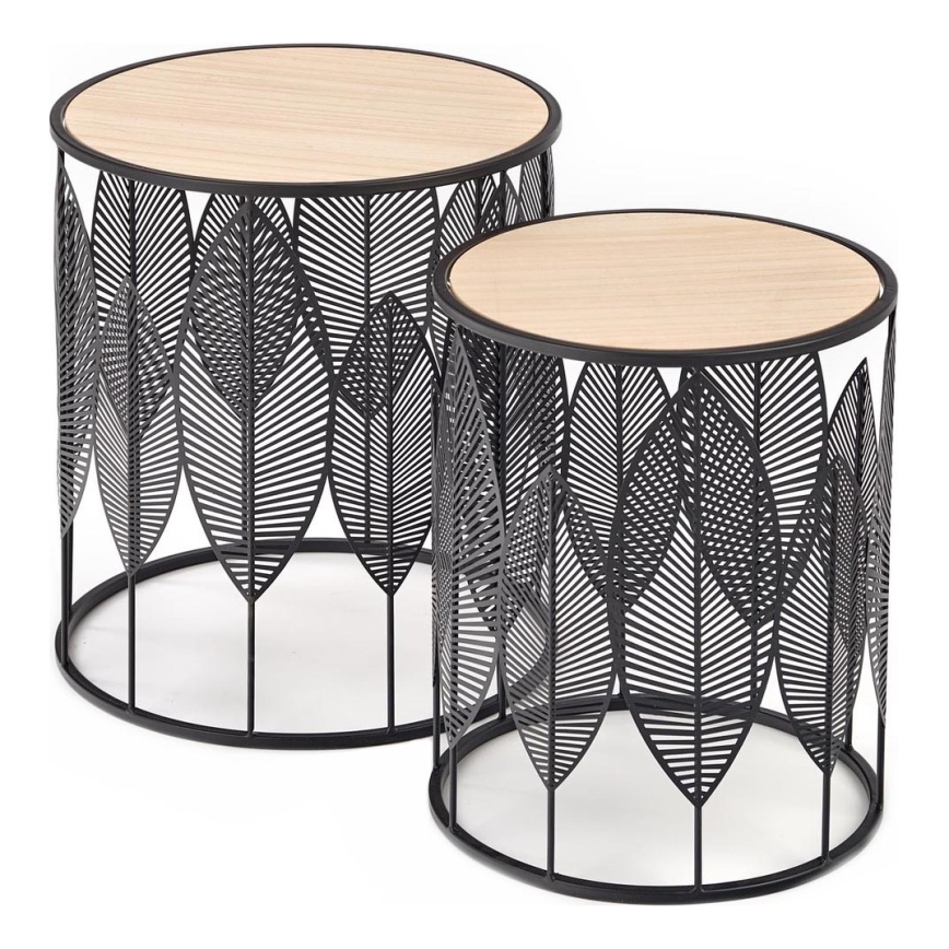 Set od 2 konferencijska stolića FOLLA, prečnika 33/40 cm, crne boje